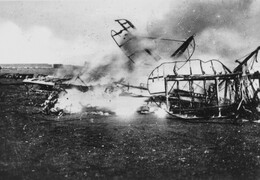Burning aircraft wreckage